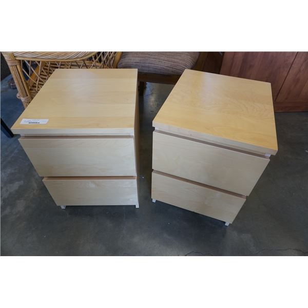 Two Maple two drawer nightstands