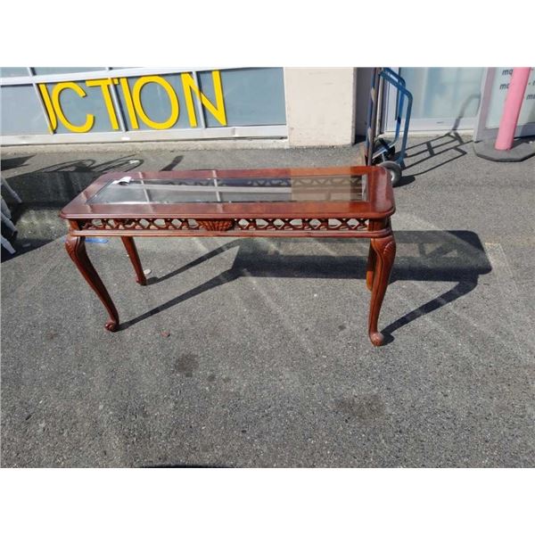 CARVED GLASSTOP SOFA TABLE