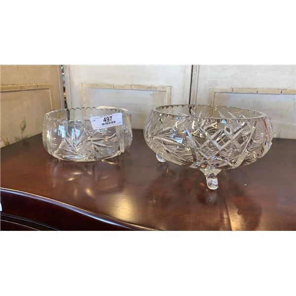 HEAVY PINWHEEL CRYSTAL FOOTED BOWL AND HEAVY PINWHEEL CRYSTAL BOWL