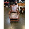 Image 1 : VINTAGE WOOD FRAMED ROLLING ROCKING CHAIR