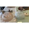 Image 1 : 2 ANTIQUE EMBOSSED GLASS LIGHT FIXTURES