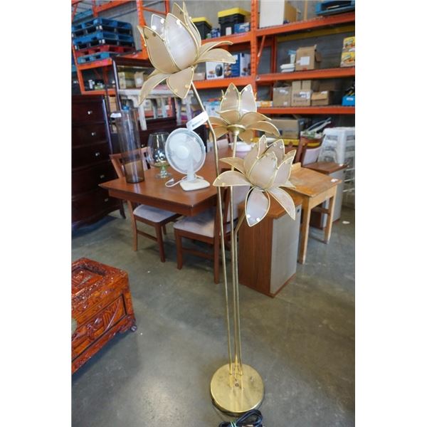 BRASS MCM 3 HEADED LOTUS FLOOR LAMP