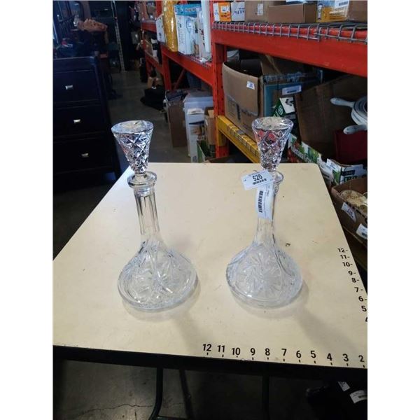 PAIR OF MATCHING PINWHEEL CRYSTAL  HEAVY DECANTERS