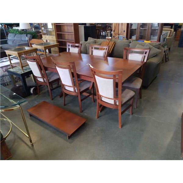 MODERN DINING TABLE WITH 2 LEAFS AND 6 CHAIRS