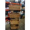 Image 1 : METAL SHELF WITH WICKER BASKETS - 70 INCHES TALL, 2 FEET WIDE