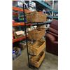 Image 2 : METAL SHELF WITH WICKER BASKETS - 70 INCHES TALL, 2 FEET WIDE