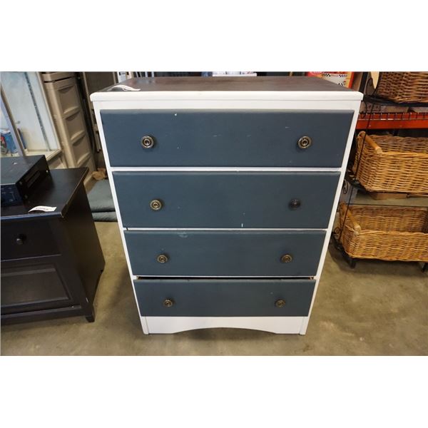 PAINTED 4 DRAWER CHEST OF DRAWERS - 40 TALL 19 WIDE 17 INCHES DEEP