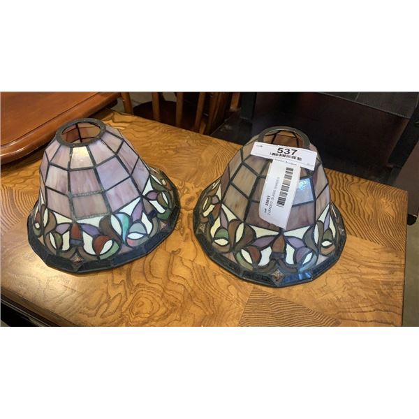 2 LEADED GLASS SHADES