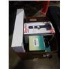 Image 2 : 2 LUGGAGE BAGS AND BOX OF ESTATE GOODS, CLOCK, ROTATO EXPRESS