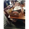 Image 1 : BOX OF TRAY OF KITCHEN ITEMS, ROLLING PIN, PITCHER, BAKING DISHES, PLATTERS