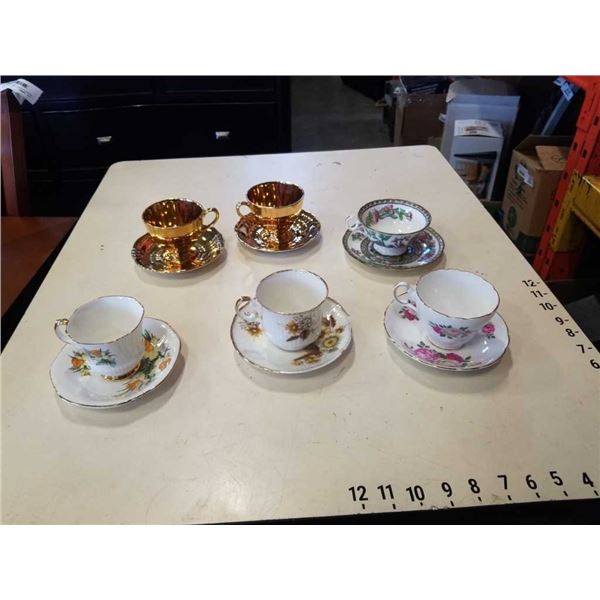 6 China teacups and saucers: Royal Winton, Royal Adderly, Coalport and more