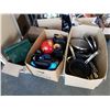 Image 1 : 3 boxes of pans, sporting goods and camp supplies