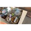 Image 2 : 2 TRAYS OF CHINA PLATES, VASES, GLASS GRAPES