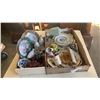 Image 5 : 2 TRAYS OF CHINA PLATES, VASES, GLASS GRAPES