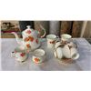 Image 1 : TIGER LILY TEA SET BY QUEENS - TEAPOT WITH LID, CREAM AND SUGAR, 2 MUGS, 4 CUPS AND SAUCERS