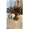 Image 1 : COPPER VASE AND ART GLASS VASE - CHIPPED