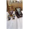 Image 1 : CLOISONNE VASES, AND INLAID EASTERN BOX