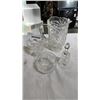 Image 1 : PINWHEEL CRYSTAL PITCHER, BELL, AND CREAM AND SUGAR SET