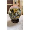 Image 3 : BEVELLED GLASS DISPLAY CASE AND OSTRICH EGG ART