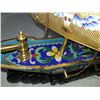 Image 32 : Chinese cloisonne egyptian king tut sarcophagi boat with carved base