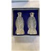 Image 3 : 2 crystal salt and pepper shakers and pair of denmark crystal candle holders