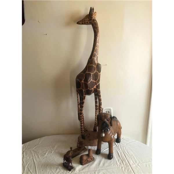 5 Wooden Animal Carvings