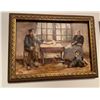 Image 1 : Canvas Painting - Man, woman, child at table - Signed LB 80