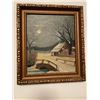 Image 1 : Canvas Painting - Winter Scene - Signed G. Snyder