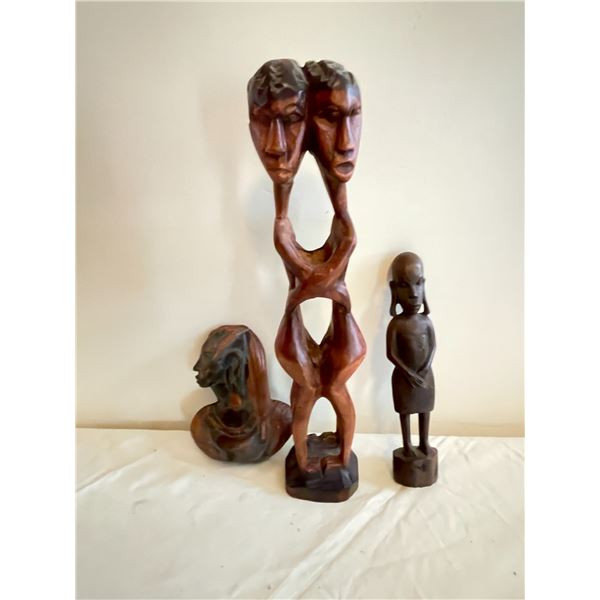 3 wood carvings