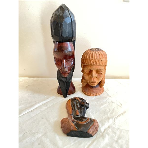 3 wood carvings