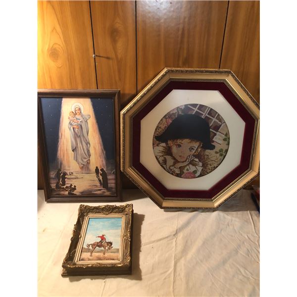 2 Paintings & 1 Embroidered Picture