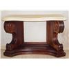 Image 1 : WALNUT ENTRY TABLE W/FAUX MARBLE TOP (54" W X 38 1/2" H X 24" D)