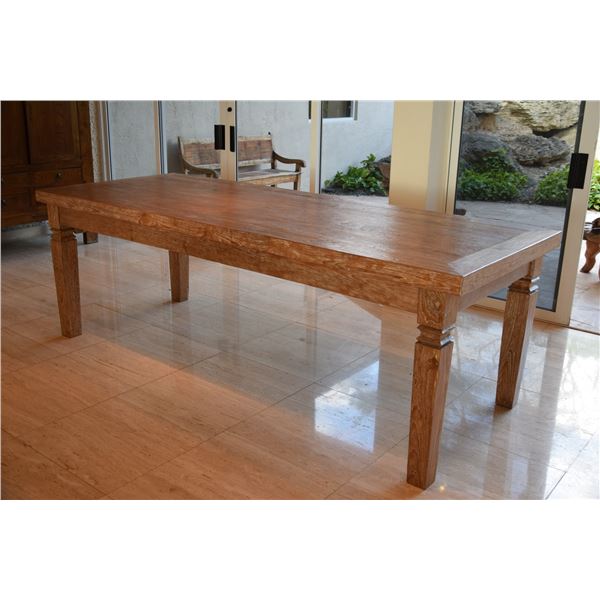 WHITEWASH BUTCHER BLOCK TABLE (98" L X 23 1/2" H X 39" D)
