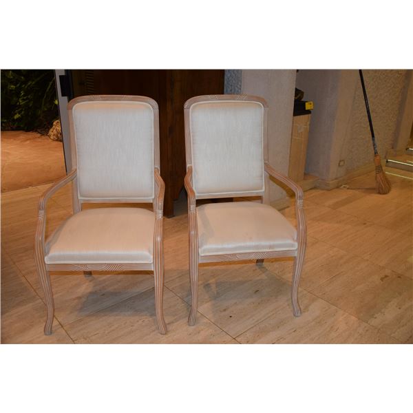 WHITEWASH UPHOLSTERED ARM CHAIRS (2 PCS)
