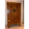 Image 1 : LARGE ELM WOOD ARMOIRE W/2 DOORS & 6 DRAWERS (47" W X 7' H X 22 1/2" D)