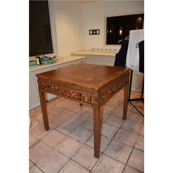 ELM WOOD TABLE (38 1/2" W X 39" L X 36" H)
