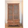 Image 1 : CARVED WOOD & GLASS DISPLAY CASE W/2 DOORS & 2 DRAWERS W/WHITEWASH FINISH (36" W X 66 " H)