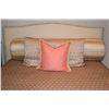 Image 2 : UPHOLSTERED QUEEN SIZE BED FRAME W/BEAUTYREST RECHARGE (LIKE NEW) MATTRESS, QUILT & PILLOWS
