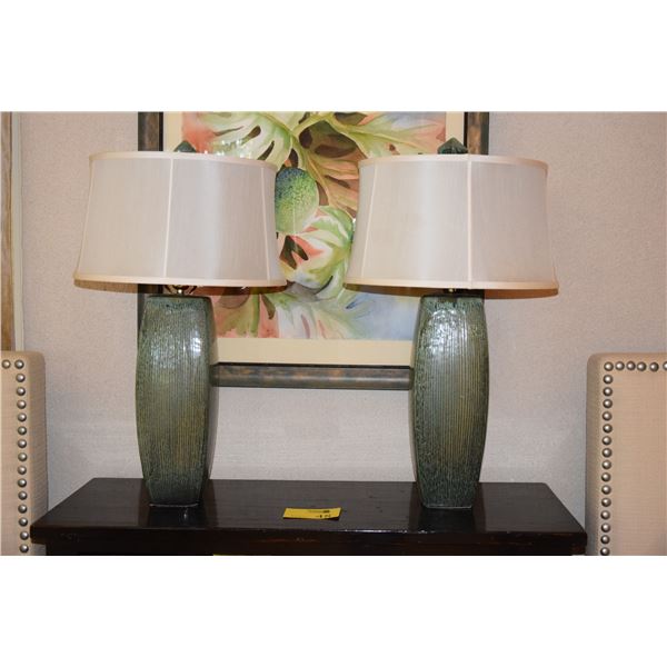 CERAMIC TABLE LAMPS W/SHADE (27" H) (PAIR)