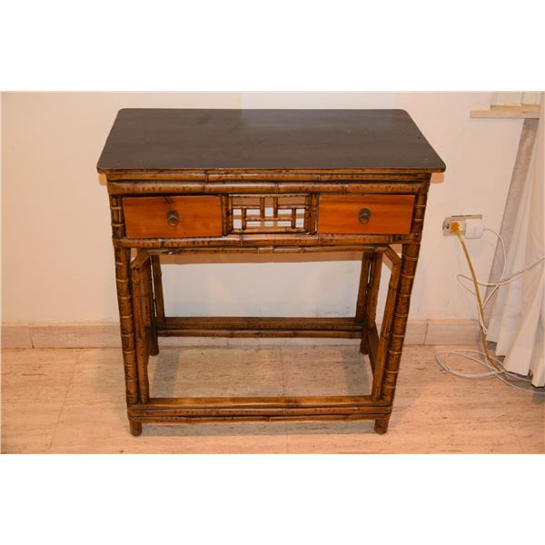 BAMBOO SIDE TABLE W/2 DRAWERS (28" W X 30 1.2" H X 14 1/2" D)