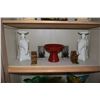 Image 1 : CANDLE HOLDERS, BOOKENDS & LACQUER PEDESTAL BOWL (7 PCS)