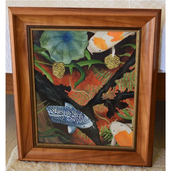 KOA FRAMED WATERCOLOR; SIGNED (28" W X 32" W)