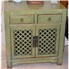 Image 1 : GREEN WOOD SIDE CABINETS W/2 DRAWERS & 2 DOORS (27" W X 29 1/2" H X 16 1/2" D) (PAIR)