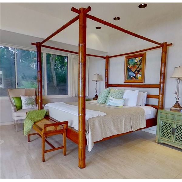 KING SIZE BAMBOO STYLE CANOPY BED