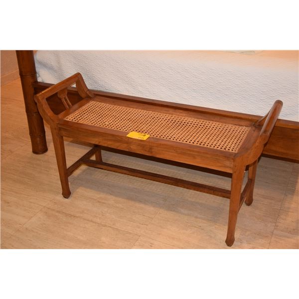 WOOD BENCH W/RUSH SEAT (47 1/2" L X 15 1/2" D X 25 1/2 H")