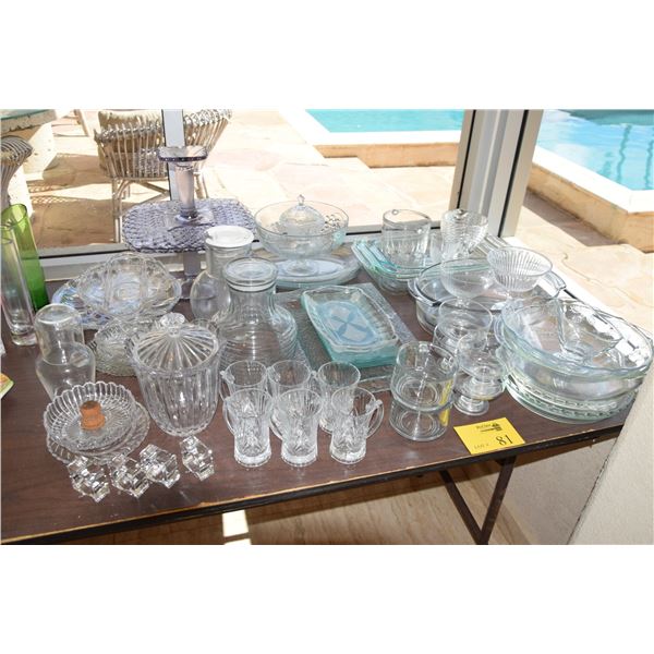 COLLECTION OF GLASS BAKING PANS, SERVING PLATES & SERVING PIECES (56 PCS)
