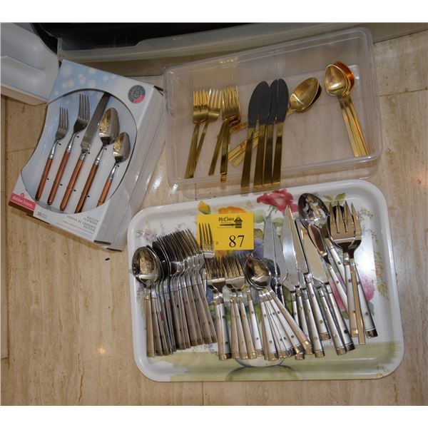 ASSORTED FLATWARE, 3 STYLES (106 TOTAL PCS)
