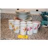 Image 1 : ASSORTED DISHES: LENOX "FRENCH PERLE" PLATES & 222 FIFTH "BLOOM" PLATTER, PLATES, BOWLS & CUPS (32 P