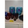 Image 1 : RED & BLUE CUT TO CLEAR BOWLS, WATER GLASSES & FLORAL VASES (13 PCS)