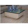 Image 1 : BEVELED GLASS TOP COFFEE TABLE (48" X 48" & 42" X 42" X 17 1/2" H))